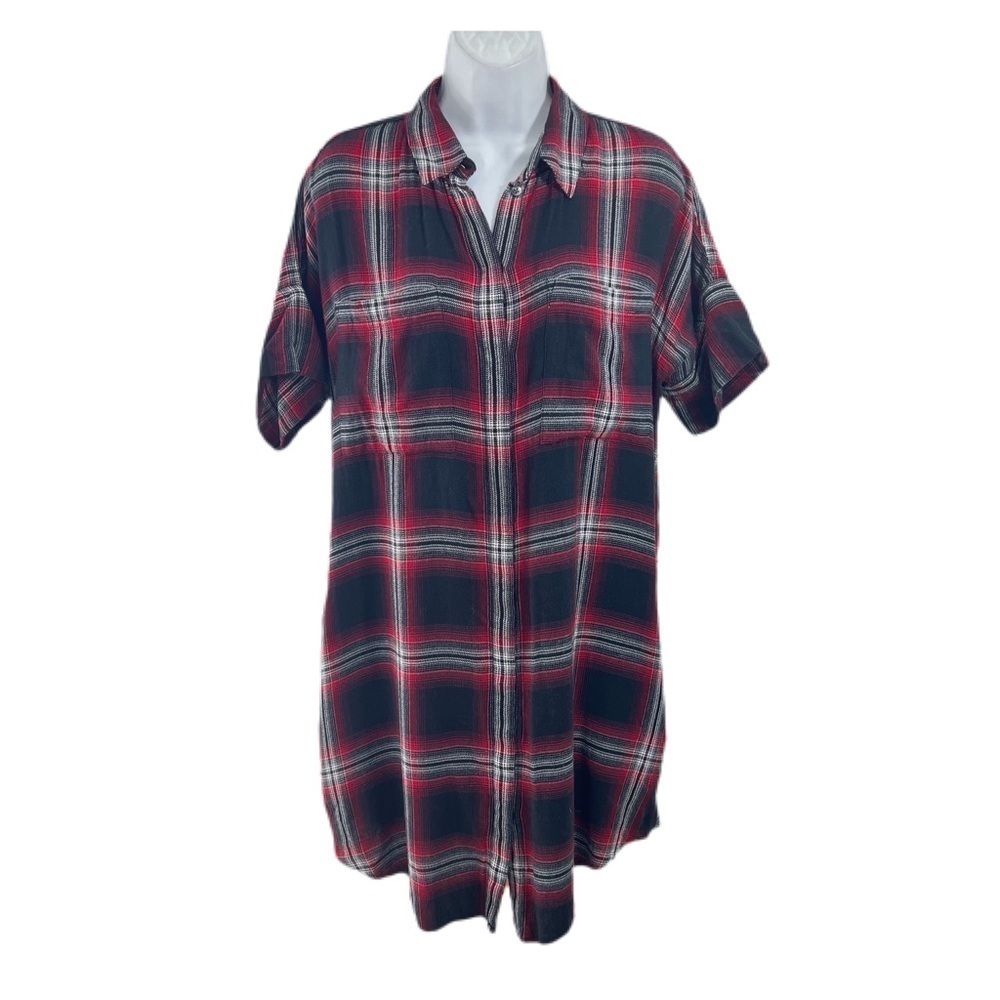 Madewell Courier Shirt Dress M Plaid Pockets Mini - Picture 2 of 14